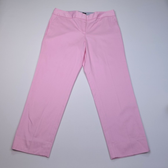 Talbots Pants - TALBOTS Pink Slim Crop Pants 10 Cotton Blend Textured Pique Pucker Classic